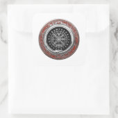 [500] Vegvisir - Viking Silver Magic Runass Vierkante Sticker (Tas)