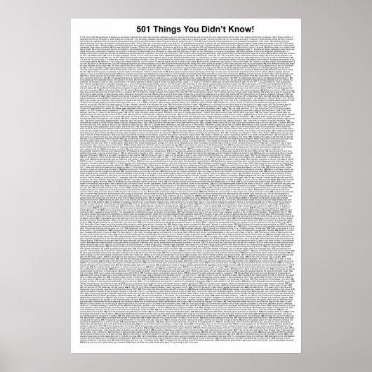 501 Dingen die je niet kende (wit) Poster (Voorkant)