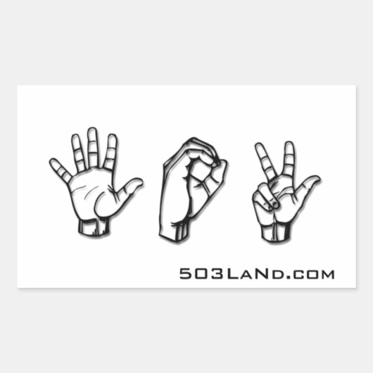 503 Handz w/ URL Rechthoekige Sticker (Voorkant)