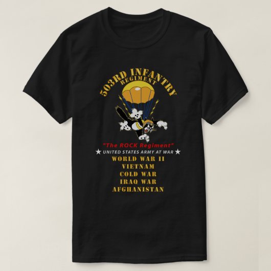 503rd Parachute Infanterie Regiment The Rock Regim T-shirt (Design voorkant)