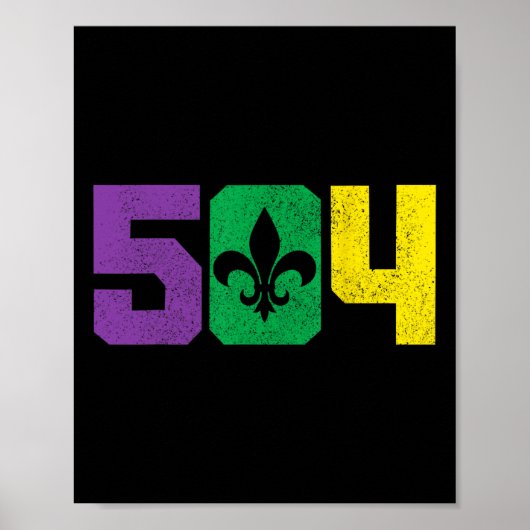 504 Area Code Pride Nola New Orleans Louisiana Mar Poster (Voorkant)