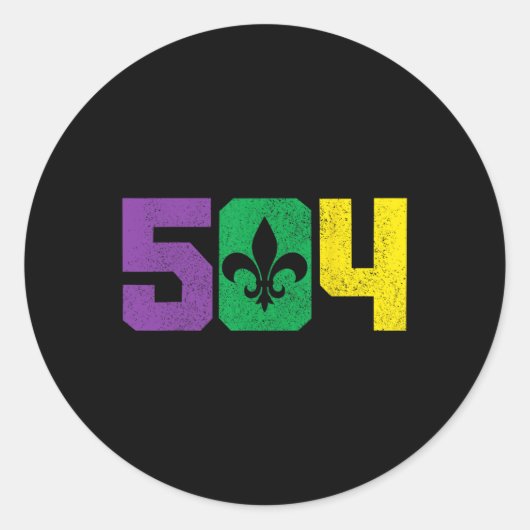 504 Area Code Pride Nola New Orleans Louisiana Mar Ronde Sticker (Voorkant)