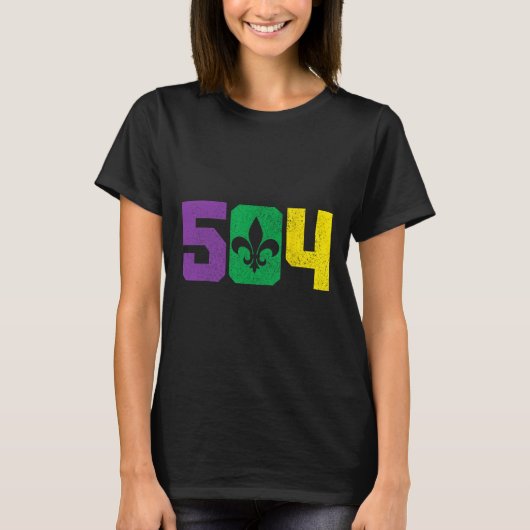 504 Area Code Pride Nola New Orleans Louisiana Mar T-shirt (Voorkant)
