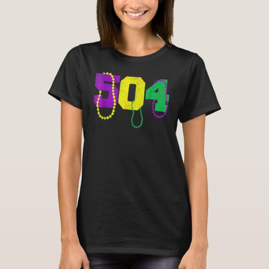 504 Beads Funny Mardi Gras New Orleans Carnival Fe T-shirt (Voorkant)
