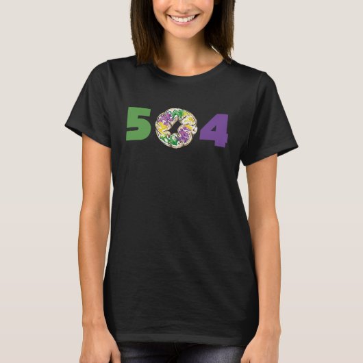 504 Mardi Gras King Cake New Orleans Parade Carniv T-shirt (Voorkant)