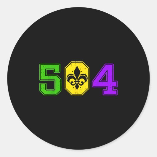 504 Mardi Gras New Orleans Louisiana Carnival Men Ronde Sticker (Voorkant)