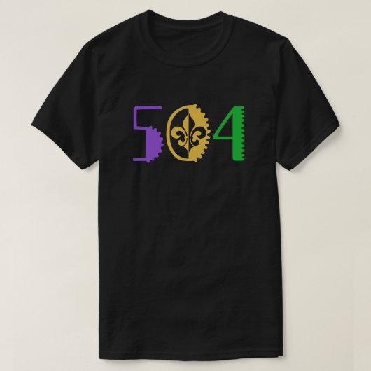 504 Mardi Gras New Orleans Louisiana La State T-shirt (Design voorkant)
