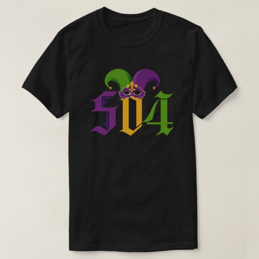 504 Mardi Gras New Orleans Louisiana La State T-shirt (Design voorkant)