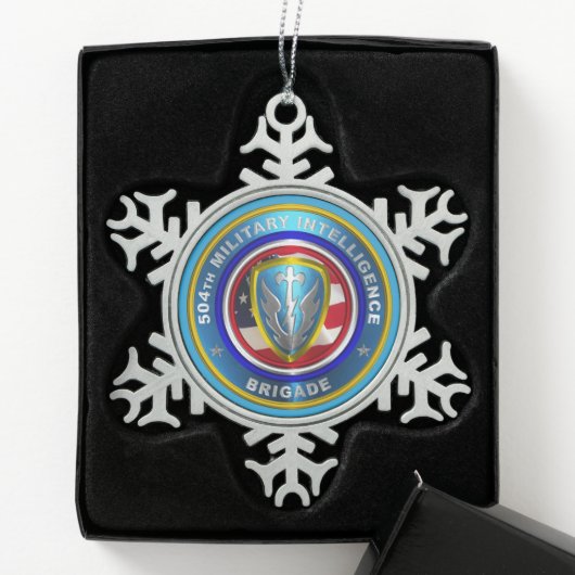 504e brigade van de militaire inlichtingendienst tin sneeuwvlok ornament (Kistje)