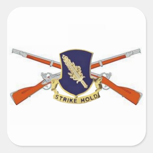 504E INFANTRY DUI/GEPROSSEERDE RIJZEN VIERKANTE STICKER (Voorkant)