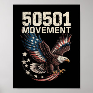 50501 Amerikaanse vlag in Flight Eagle met sterren Poster