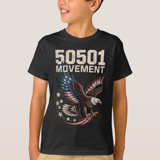 50501 Amerikaanse vlag in Flight Eagle met sterren T-shirt (Voorkant)
