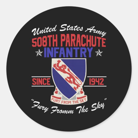 508e infanterieparachute ronde sticker (Voorkant)