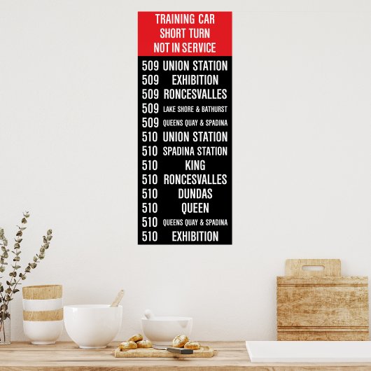 509 HARBOURFRONT/510 SPADINA Replica TTC Rollbord Poster (Keuken)