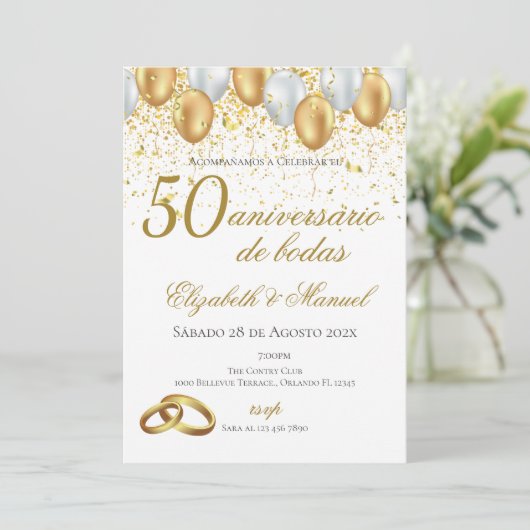 50.ª invitación kaart (Staand voorkant)
