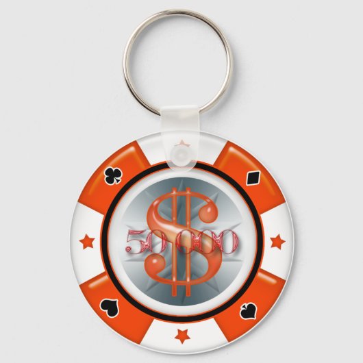 $50.000,00 poker Casino Gambling Chip Sleutelhanger (Voorkant)