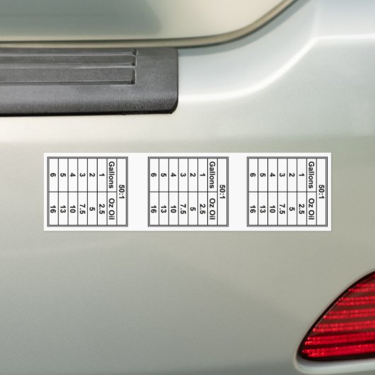 50:1 oliemengsel decaal bumpersticker (Op auto)