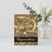 50 50e Jubileum Gold Typografie Briefkaart (Staand voorkant)