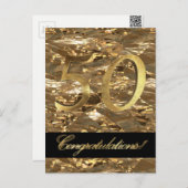 50 50e Jubileum Gold Typografie Briefkaart (Voorkant / Achterkant)
