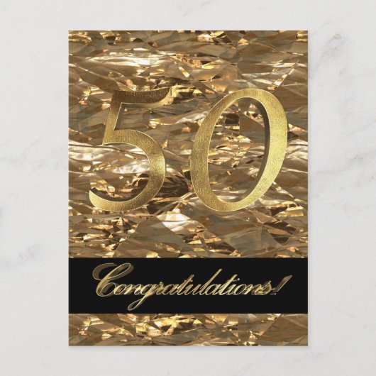 50 50e Jubileum Gold Typografie Briefkaart (Voorkant)