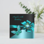 50 50e verjaardag Blauwgroen blauwe vlinder Kaart (Staand voorkant)