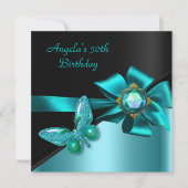 50 50e verjaardag Blauwgroen blauwe vlinder Kaart (Voorkant)