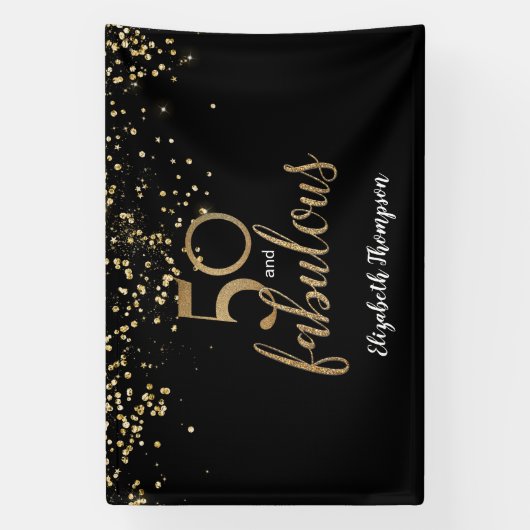 50 & 50e verjaardag op maat van Fabulous Spandoek (Verticaal)