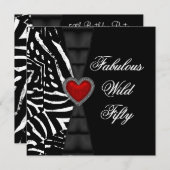 50 50e verjaardag Red Zebra Black White Kaart (Voorkant / Achterkant)