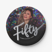 50 50ste verjaardag aangepaste foto zilveren kleur papieren bordje (Voorkant)