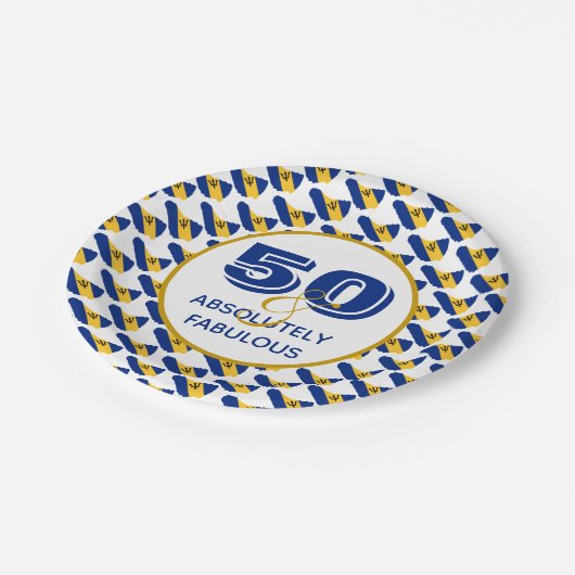 50 & absoluut Fabulous BARBADOS Celebration Papieren Bordje (Gekanteld)