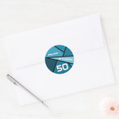 50 Abstracte Blauwgroen geometrische 50e verjaarda Ronde Sticker (Envelop)