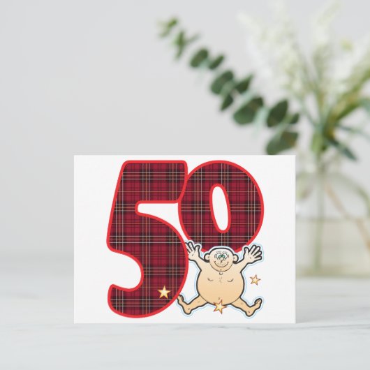 50 Age Star Man Briefkaart (Staand voorkant)
