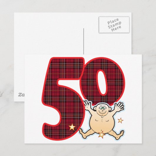 50 Age Star Man Briefkaart (Voorkant / Achterkant)