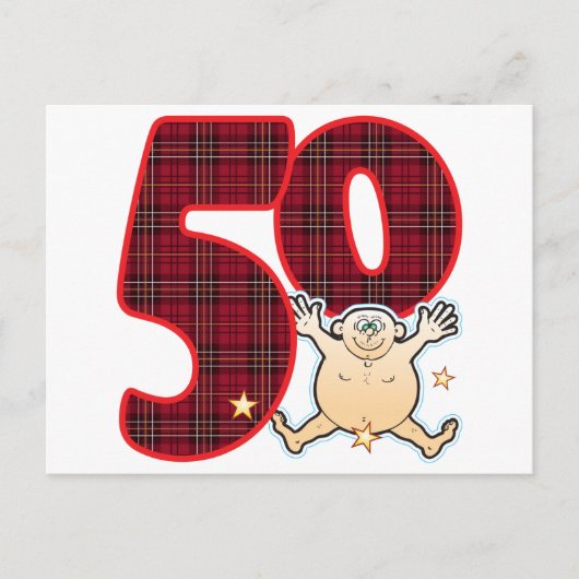 50 Age Star Man Briefkaart (Voorkant)