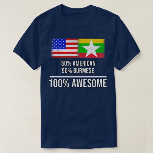 50 Amerikaans 50 Birmees 100 Geweldige Cadeau voor T-shirt (Design voorkant)
