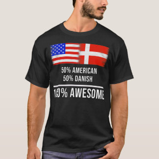 50 Amerikaans 50 Deens 100 Geweldige cadeau voor D T-shirt