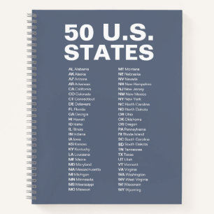 50 Amerikaanse staten afkortingen lijst spiraal no Notitieboek