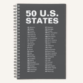 50 Amerikaanse staten afkortingenlijst - Donkergri Notitieboek (Voorkant)