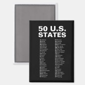 50 Amerikaanse staten afkortingenlijst – Zwart Magneet (Voorkant / Achterkant)