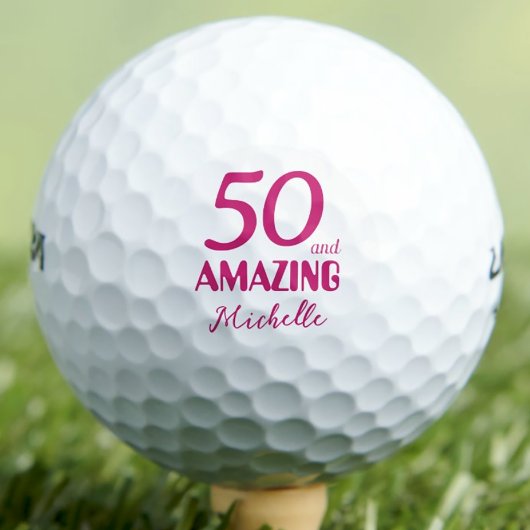 50 and Amazing Friend Gift – Roze 50ste verjaardag Golfballen