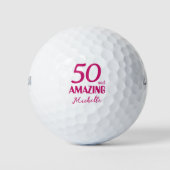 50 and Amazing Friend Gift – Roze 50ste verjaardag Golfballen (Voorkant)