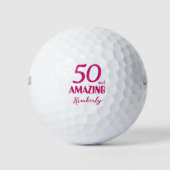 50 and Amazing Sister Gift – Roze 50ste verjaardag Golfballen (Voorkant)