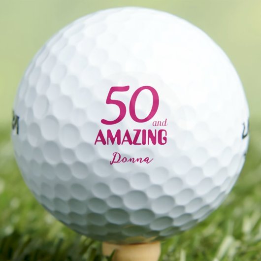 50 and Amazing Tante Gift – Roze 50ste verjaardag Golfballen