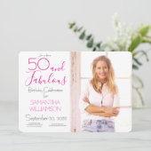 50 and Fabulous | 50th Birthday Elegant Photo Kaart (Staand voorkant)
