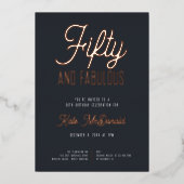 50 and Fabulous 50th Birthday Invitation Folie Feestdagenkaart (Voorkant)