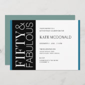 50 and Fabulous 50th Birthday Invitation Kaart (Voorkant / Achterkant)