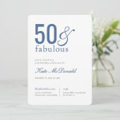 50 and Fabulous 50th Birthday Invitation Kaart (Staand voorkant)
