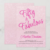 50 and Fabulous | 50th Birthday Invitation Kaart (Voorkant / Achterkant)