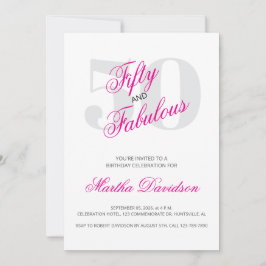 50 and Fabulous | 50th Birthday Invitation Kaart
