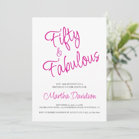 50 and Fabulous | 50th Birthday Invitation Kaart (Staand voorkant)